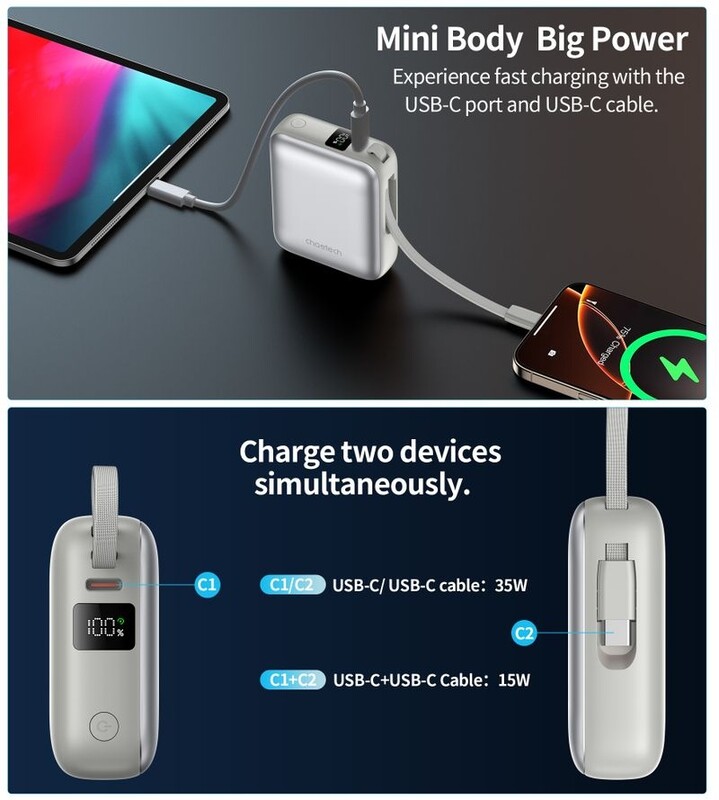 Универсальная мобильная батарея Choetech B832 10000mAh 35W Silver (B832-SL)