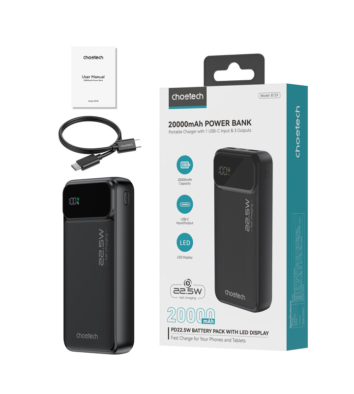 Універсальна мобільна батарея Choetech B729 20000mAh Black (B729-CCBK)