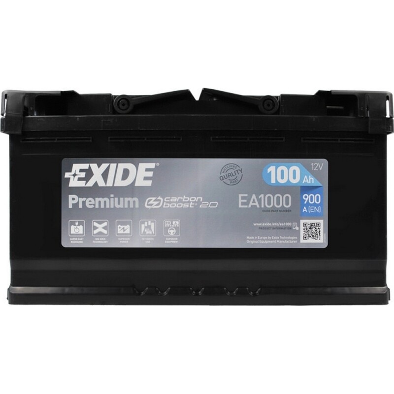 Акумулятор автомобільний Exide SLA 100Ah 900А 12V R+ (EA1000)