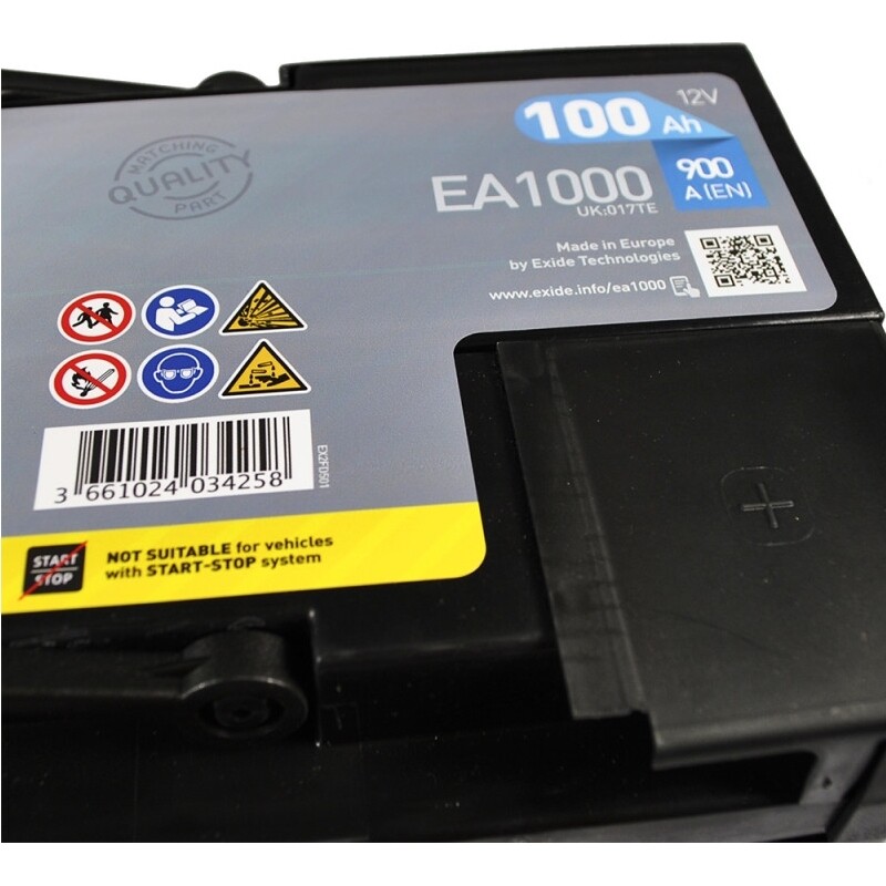 Акумулятор автомобільний Exide SLA 100Ah 900А 12V R+ (EA1000)