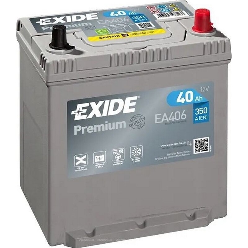 Акумулятор автомобільний Exide Premium SLA 40Ah 350А 12V R+ (EA406)