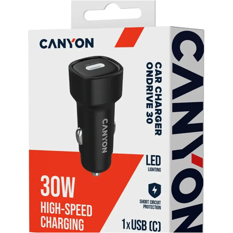 Автомобильний зарядний пристрій Canyon OnDrive 30 Black (CNE-CCABR2C)