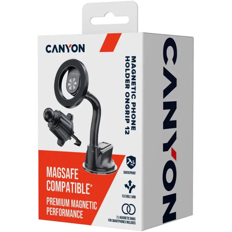 Тримач автомобільний Canyon OnGrip 12 Black (CNS-CCHM12)