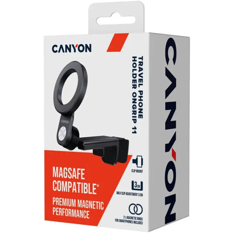 Тримач автомобільний Canyon OnGrip 11 Black (CNS–CCHM11)