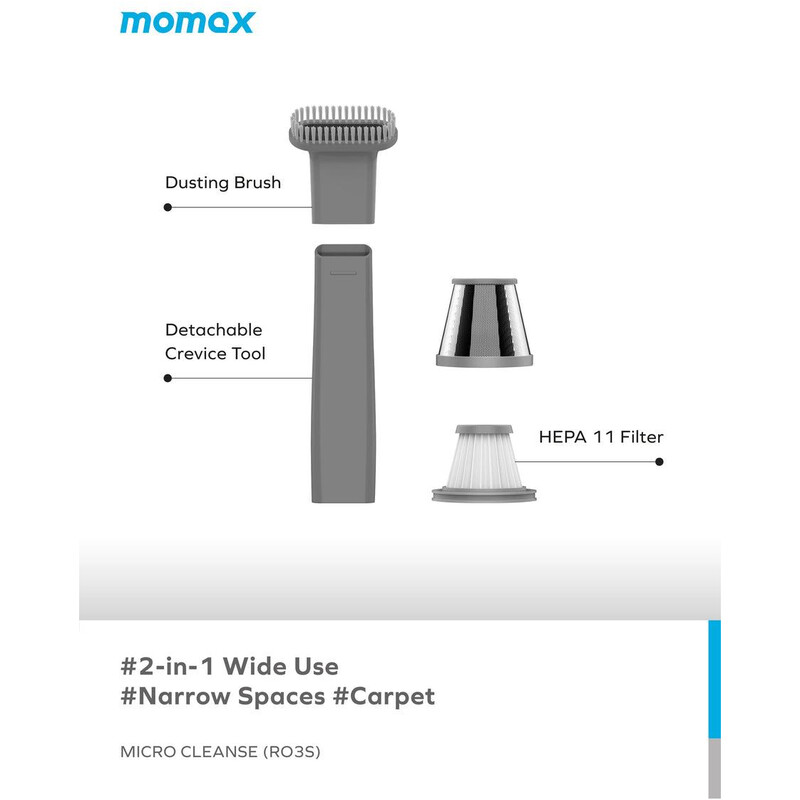 Акумуляторний пилосос Momax RO3E Rose/Grey