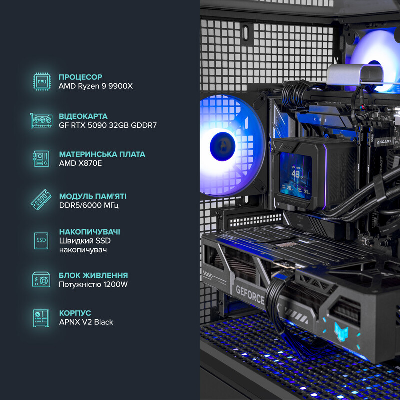 Компьютер ASGARD CREATOR RTX 5090 / Ryzen 9 9900X / DDR5 128GB / SSD 4TB / Win11 Pro (ASG-C-5090-0020W)