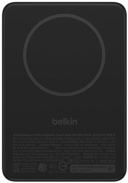 Універсальна мобільна батарея Belkin Power Bank Slim Magnetic 10000mAh 30W Black (BPD016HQBK)