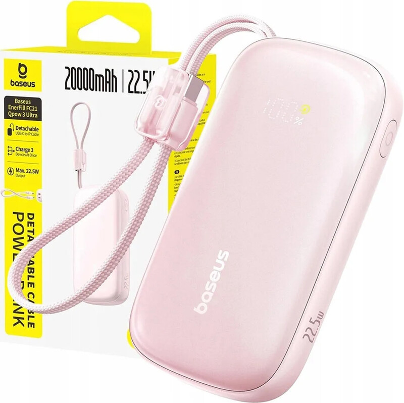 Універсальна мобільна батарея Baseus EnerFill Qpow 3 Ultra 10000mAh, 22.5W Pink (E0027L02)