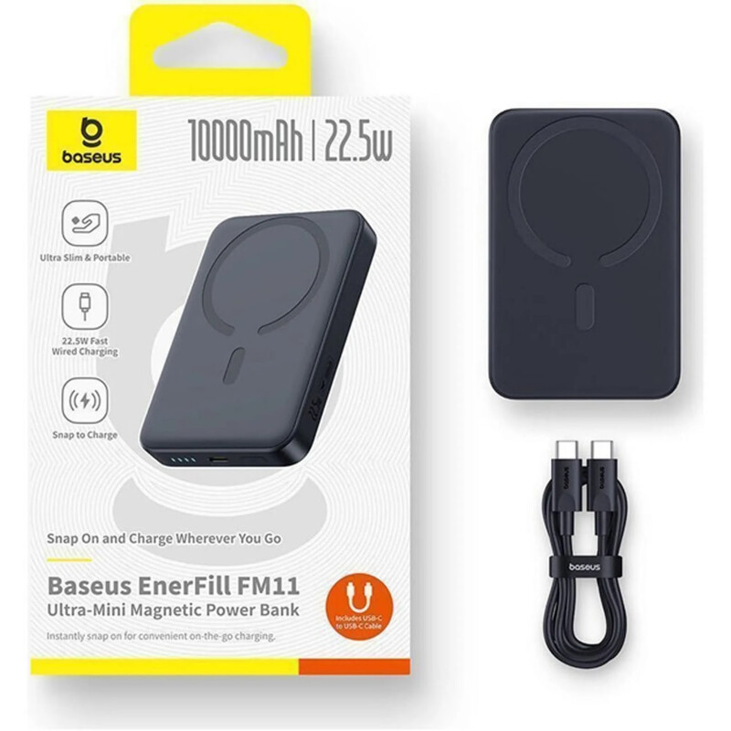 Универсальная мобильная батарея Baseus EnerFill Ultra-Mini FM11 10000mAh, 22.5W Black (P1008210E123-00)