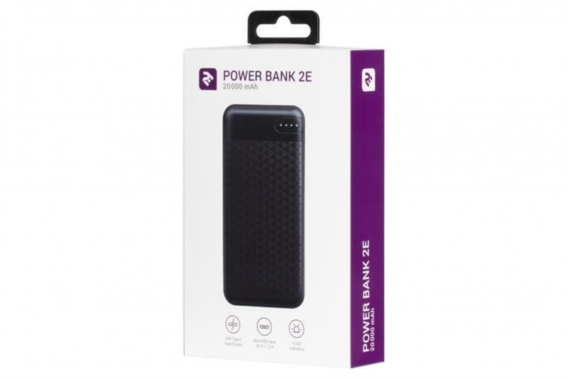 Універсальна мобільна батарея 2E PD+QC 3.0 20000mAh Black (2E-PB2004PD-BLACK)