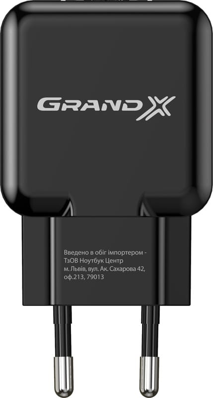 Сетевое зарядное устройство Grand-X (1xUSB 5В/2.1А) Black (CH-03B)