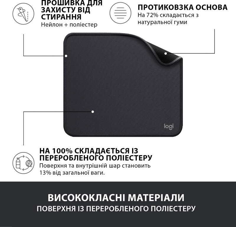 Ігрова поверхня Logitech Mouse Pad Studio Graphite (956-000049)