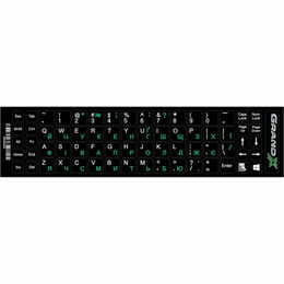 Наліпки на клавіатуру Grand-X 68 keys Green, Latin Ukr White (GXDGUA)