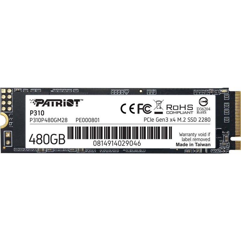 Накопитель SSD  480GB Patriot P310 M.2 2280 PCIe NVMe 3.0 x4 TLC (P310P480GM28)