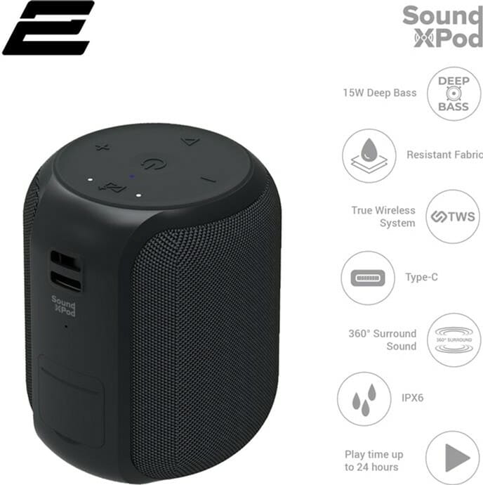Акустична система 2E SoundXPod TWS MP3 Wireless Waterproof Black (2E-BSSXPWBK)