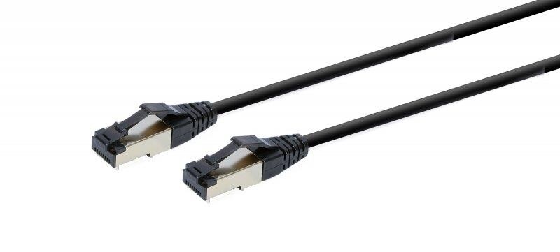 Патч-корд Cablexpert (PP8-LSZHCU-BK-0.5M) cat.8, S/FTP, літий, 50u "штекер із засувкою, 0.5 м, чорний