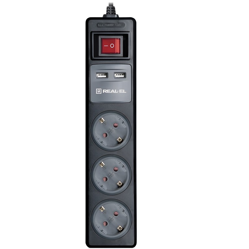 Фільтр живлення REAL-EL RS-3 USB Charge