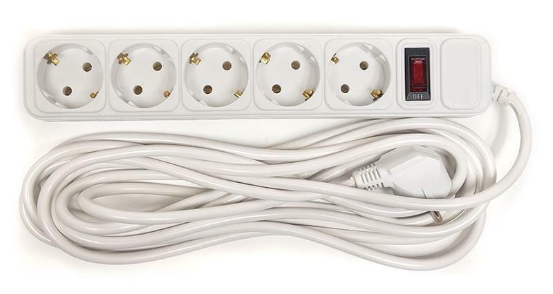 Фильтр питания PowerPlant JY-1056/10 (PPSA10M100S5) 5 розеток, 10 м, белый