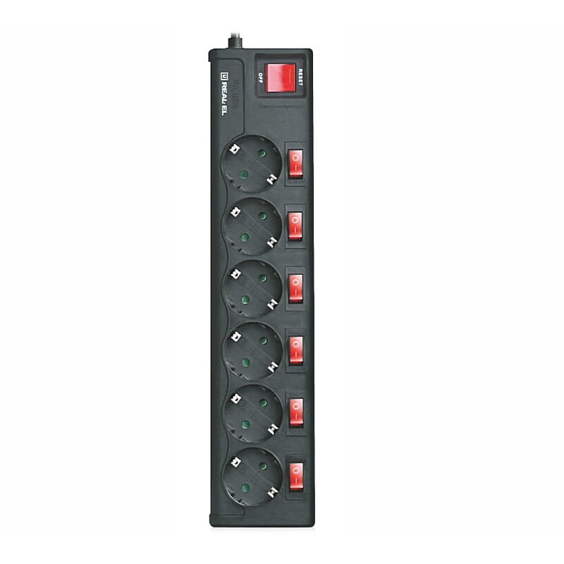 Фильтр питания REAL-EL RS-6 Extra 5 м черный