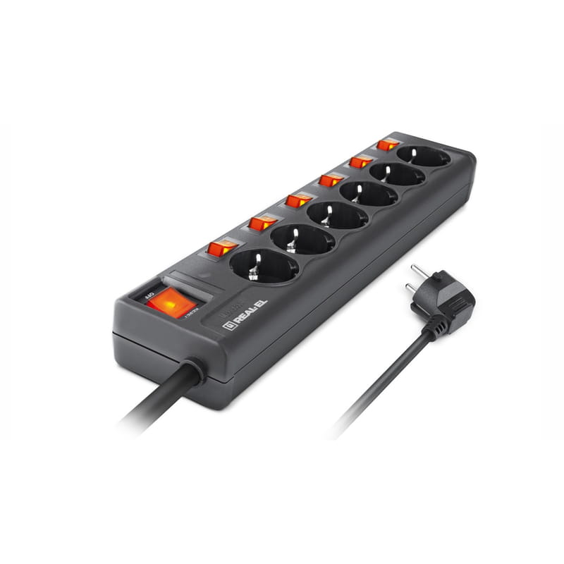 Фильтр питания REAL-EL RS-6 Extra 5 м черный