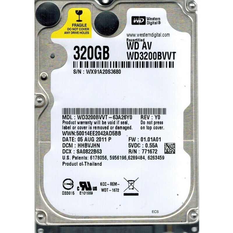 Накопитель HDD 2.5" SATA 320GB WD 5400rpm 8MB (WD3200BVVT) Refurbished