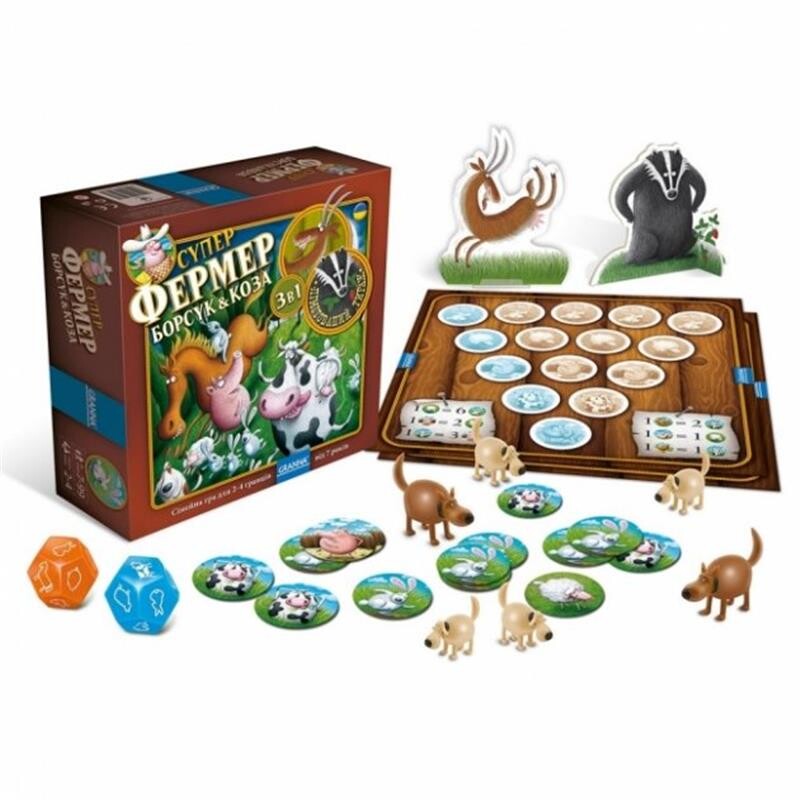 Настольная игра Granna Суперфермер 3 в 1 Барсук & Коза (84085)