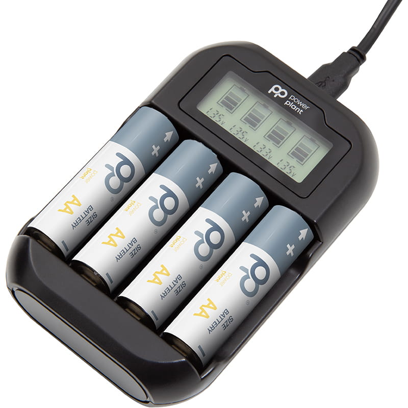 Зарядний пристрій для акумуляторів AA, AAA/ micro USB PowerPlant PP-UN4