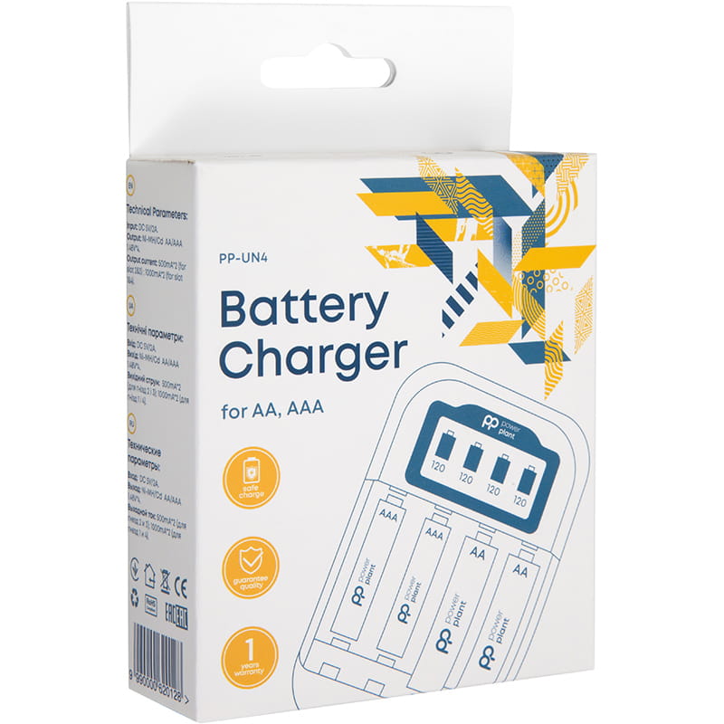 Зарядний пристрій для акумуляторів AA, AAA/ micro USB PowerPlant PP-UN4