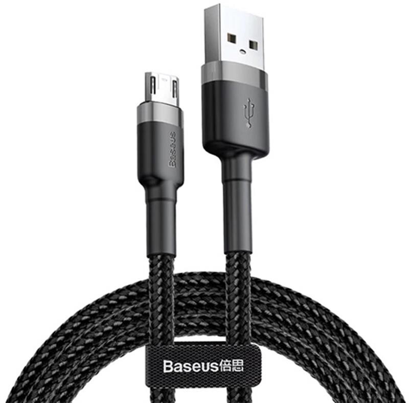 Кабель Baseus Cafule USB-microUSB, 2.4A, 0.5м Black/Grey (CAMKLF-AG1)