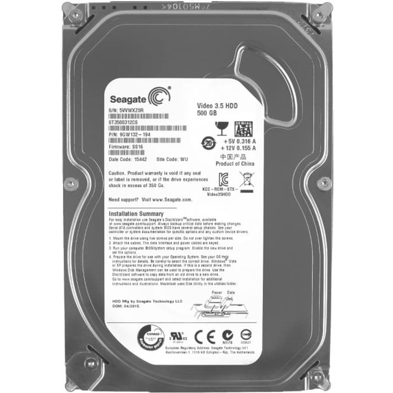 Накопитель HDD SATA  500GB Seagate 5900rpm 8MB (ST3500312CS) Refurbished