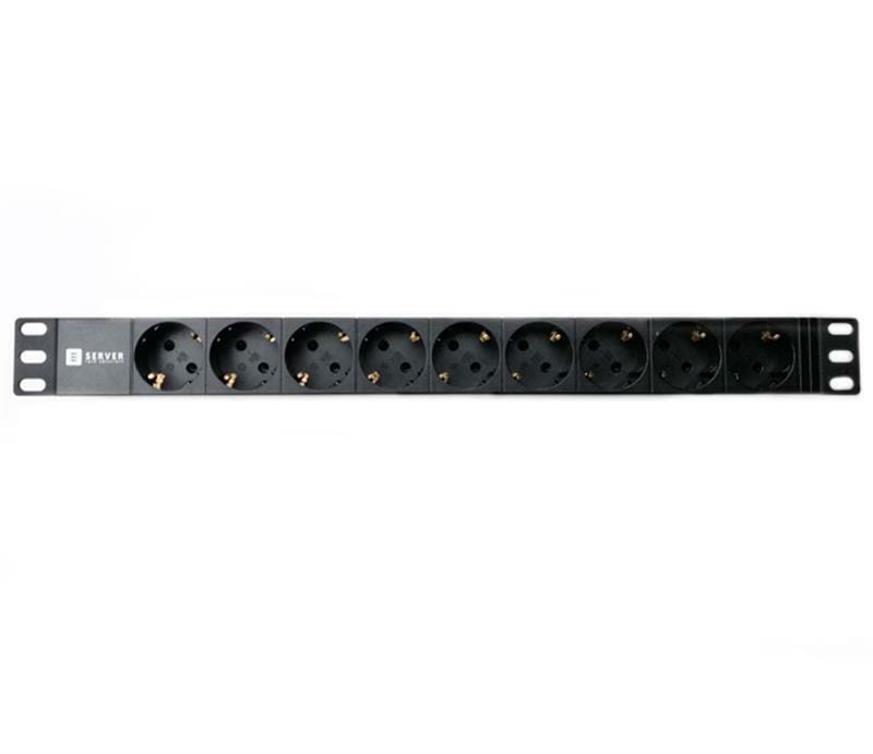Блок розеток EServer 1U 19" (WT-2261A-GER-9WAY-WO ) алюм. корп., 9 розеток, без вимикача та кабелю живлення