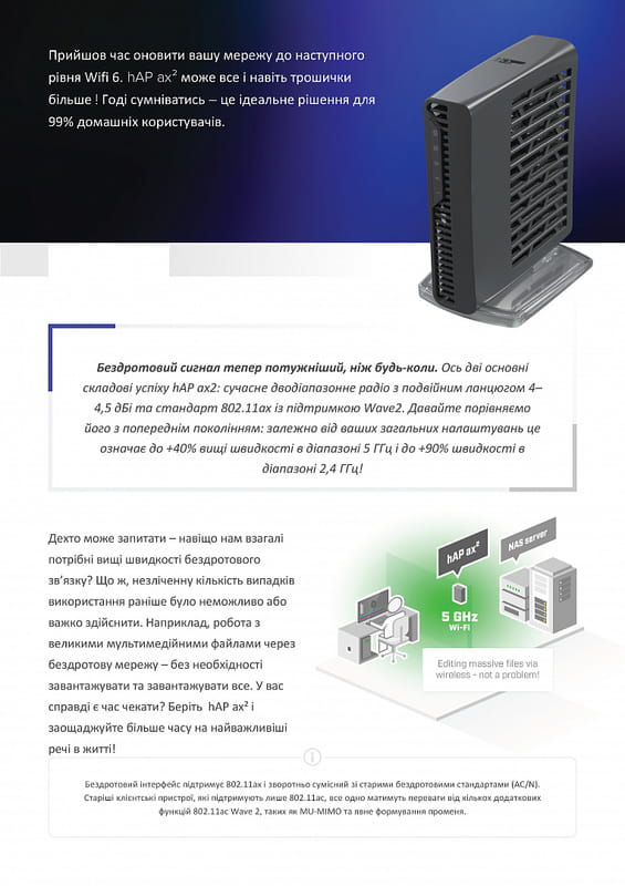 Бездротовий маршрутизатор MikroTik hAP AX2 (C52iG-5HaxD2HaxD-TC)