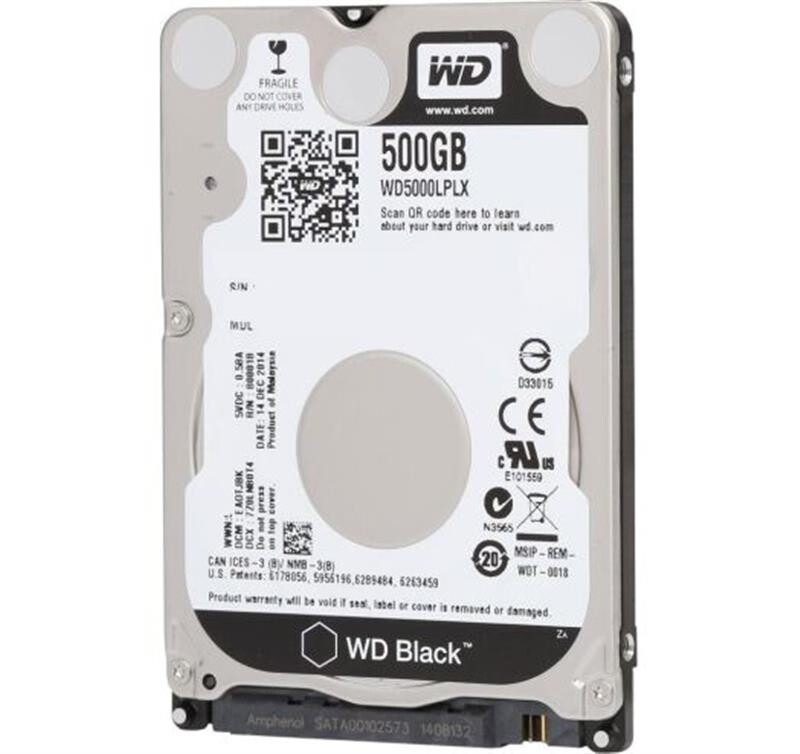 Накопитель HDD 2.5" SATA  500GB WD Black 7200rpm 32MB (WD5000LPLX)