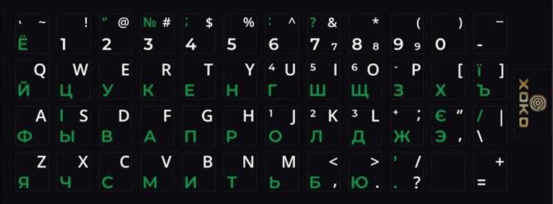 Наклейка на клавіатуру XoKo 48 клавіш Українська / Англійська / Російська (XK-KB-STCK-SM)