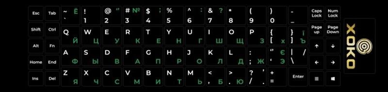 Наклейка на клавіатуру XoKo 68 клавіш Українска / Англійска / Російська (XK-KB-STCK-MD)