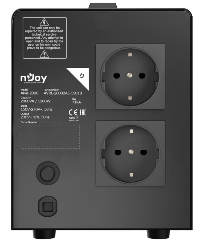 Стабилизатор Njoy Alvis 2000 (AVRL-20002AL-CS01B) AVR, 2 розетки