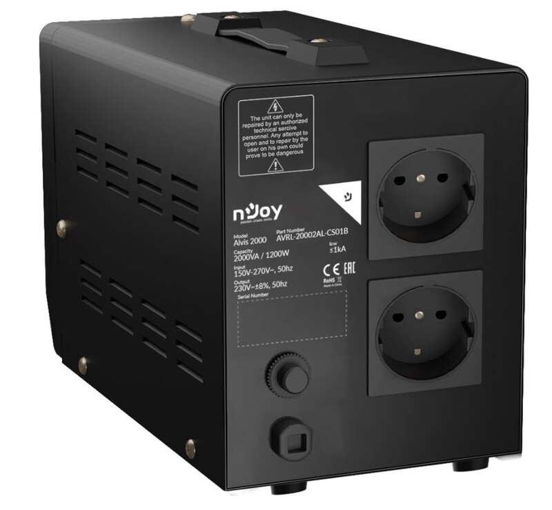 Стабилизатор Njoy Alvis 2000 (AVRL-20002AL-CS01B) AVR, 2 розетки