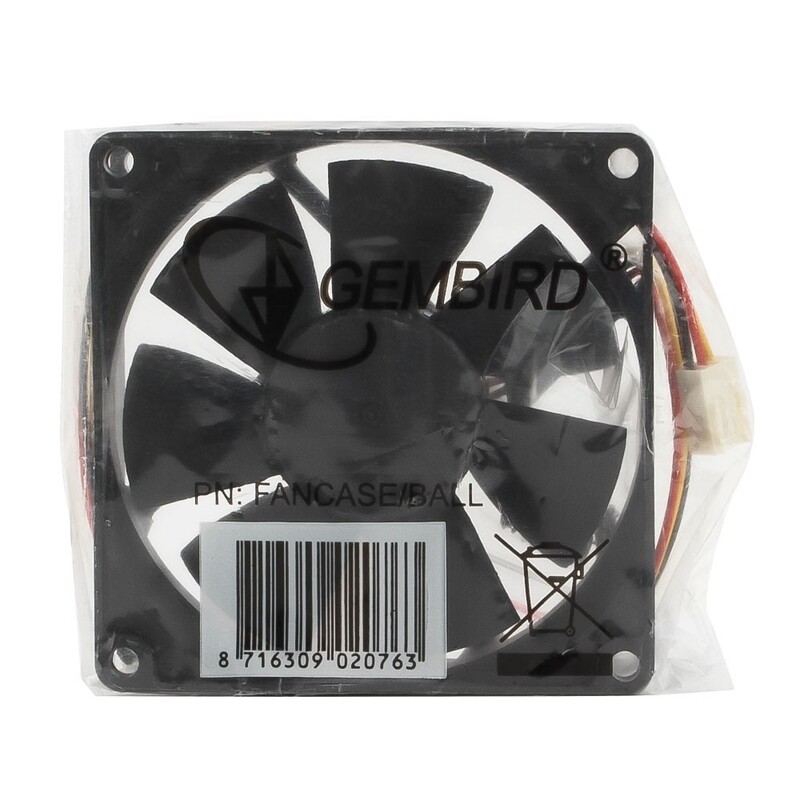 Вентилятор Gembird FANCASE/Ball , 80х80х25мм, 3-pin