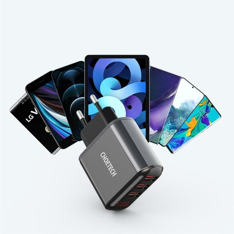 Сетевое зарядное устройство Choetech (3USBх2.4A) Black (Q5009-EU)