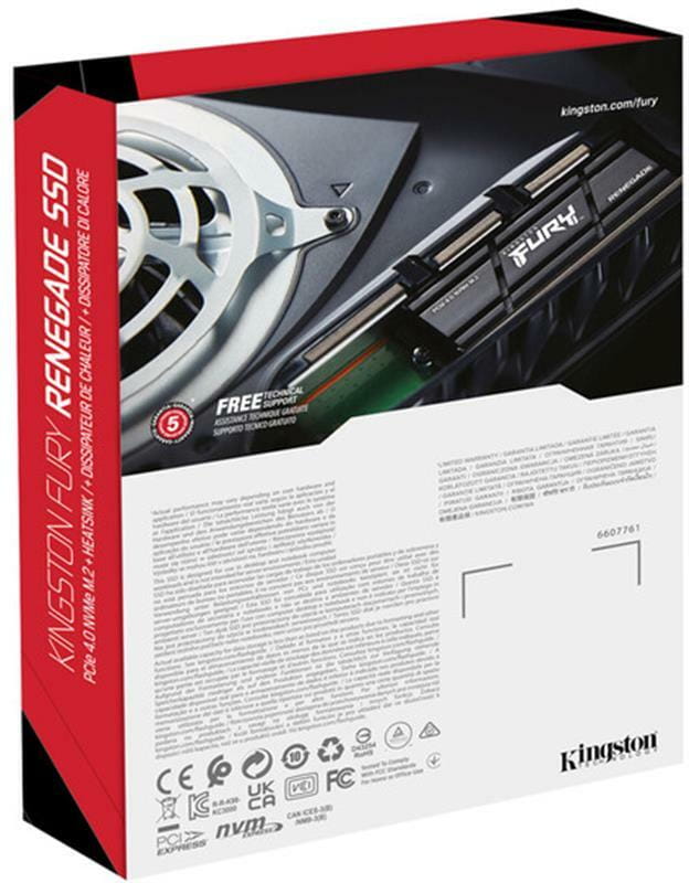 Накопитель SSD 1TB Kingston Fury Renegade with Heatsink M.2 2280 PCIe 4.0 x4 NVMe 3D TLC (SFYRSK/1000G)