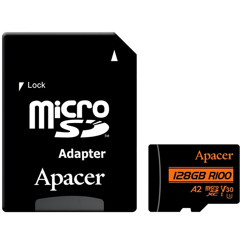 Карта памяти MicroSDXC 128GB UHS-I/U3 Class 10 Apacer (AP128GMCSX10U8-R) + SD адаптер
