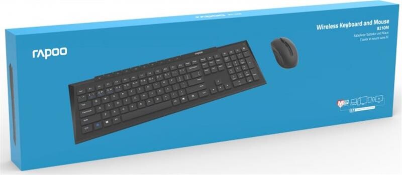 Комплект (клавиатура, мышь) беспроводной Rapoo 8210M Wireless Black
