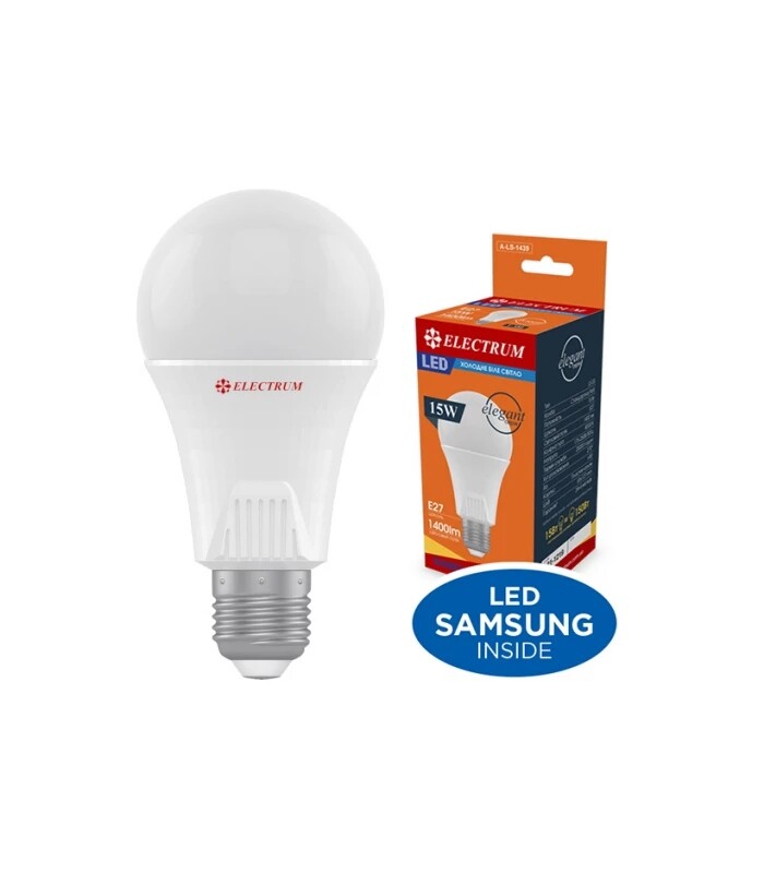 Лампа світлодіодна стандартна Electrum 15W E27 4000K (A-LS-1439)