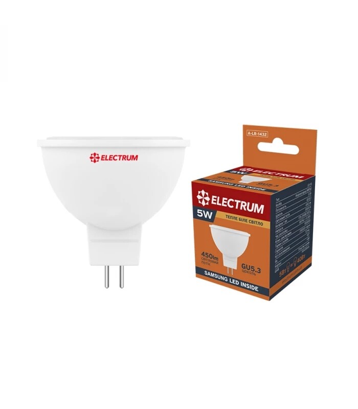 Світлодіодна лампа Electrum 5W MR-16 GU5.3 3000K (A-LR-1432)