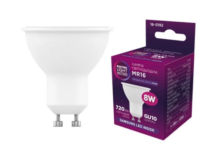 Лампа світлодіодна ELM 8W MR16 GU10 4000K (18-0192)