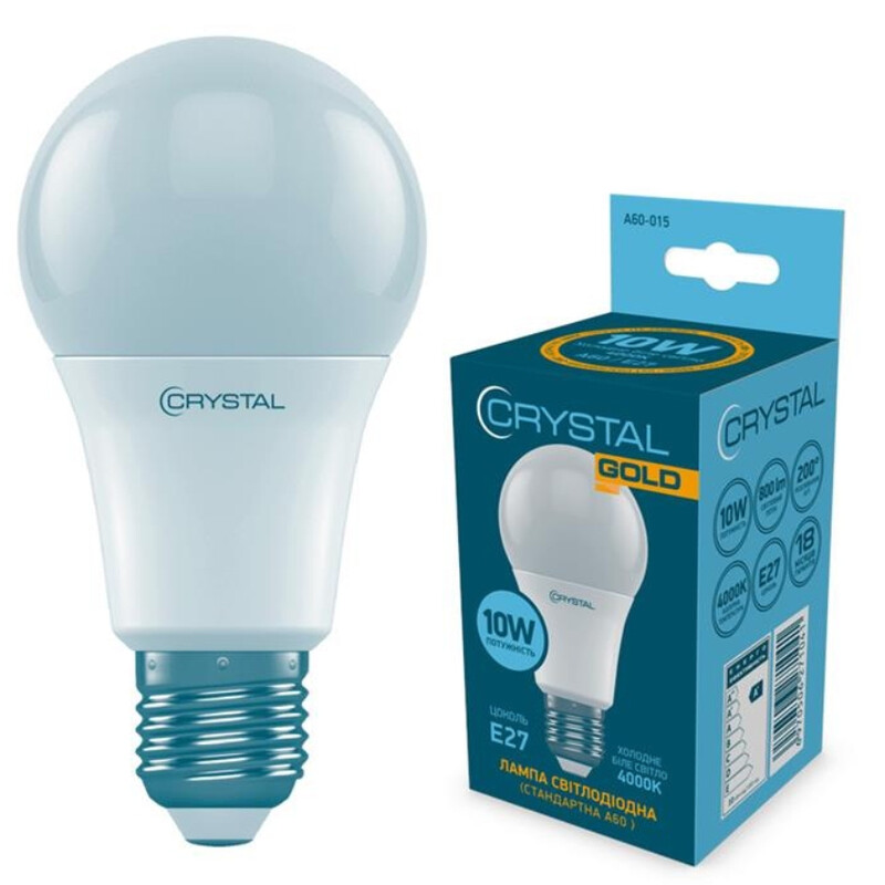 Лампа світлодіодна стандартна Crystal Gold 10W Е27 4000K (A60-015)
