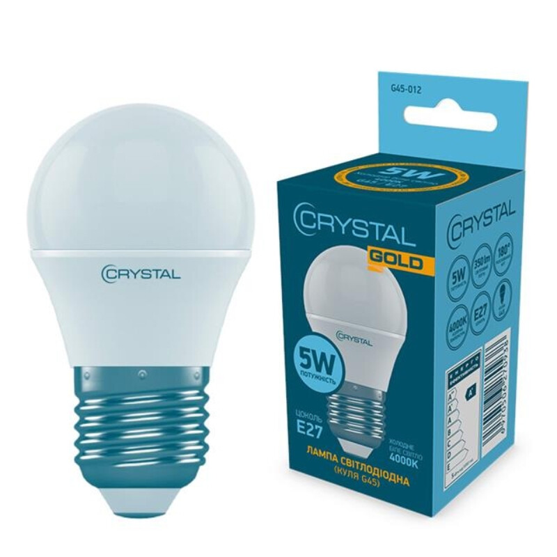Лампа світлодіодна куля Crystal Gold 5W E27 4000K (G45-012)