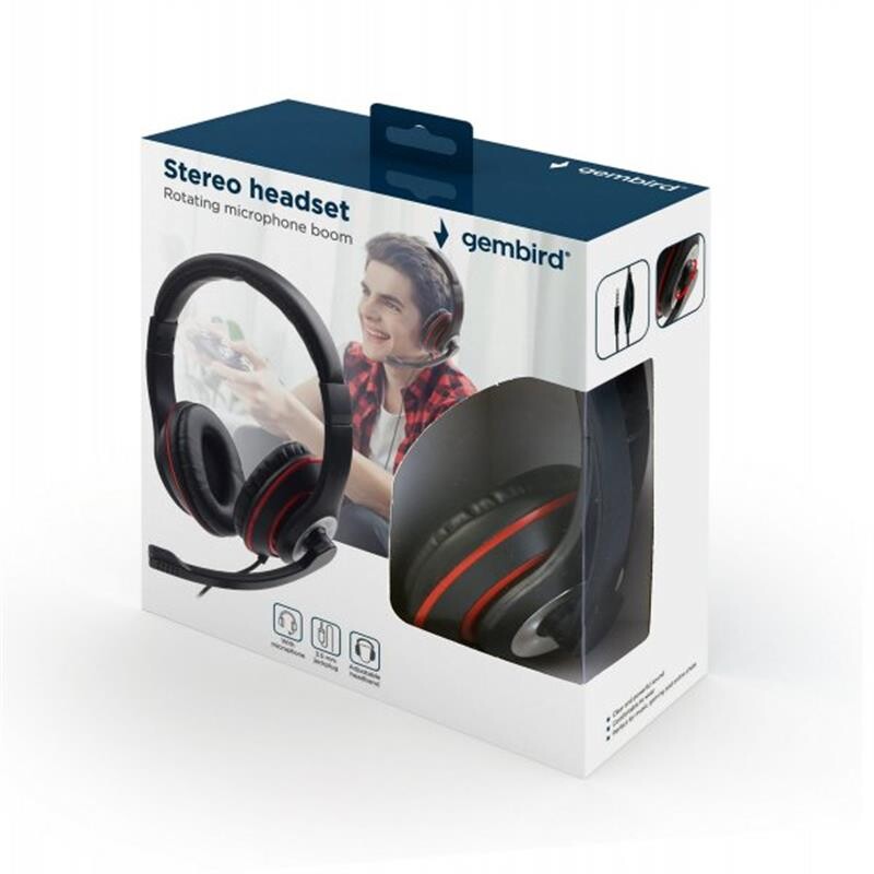 Гарнитура Gembird MHS-03-BKRD Black/Red