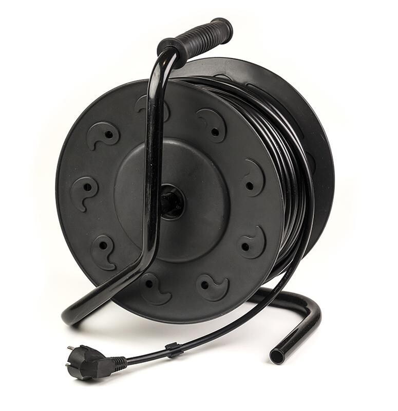 Удлинитель на катушке PowerPlant JY-2002/50 (PPRA10M500S4) 4 розетки, 50 м, черный/желтый