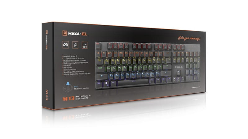 Клавиатура REAL-EL M 13 Grey USB